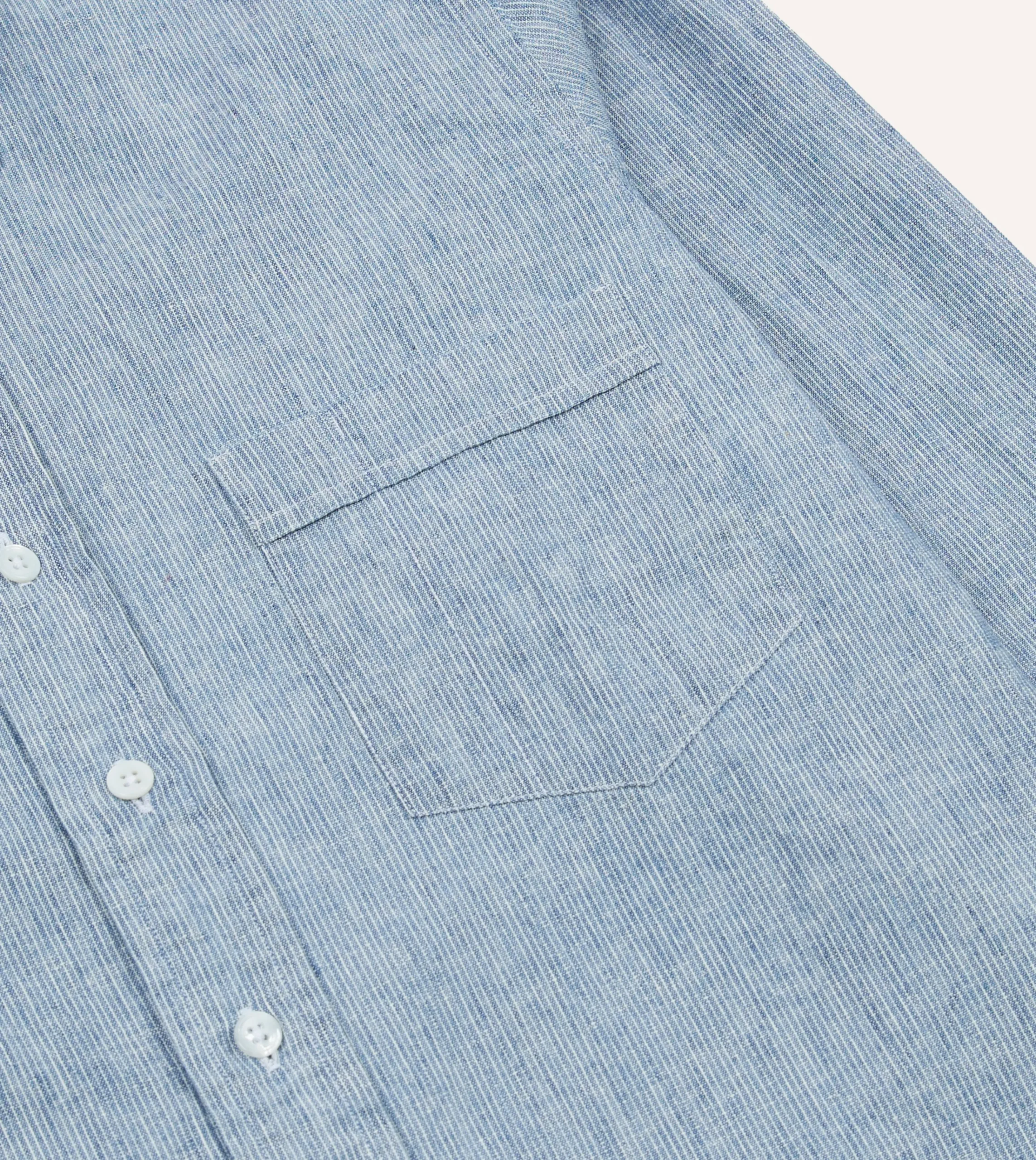 Drake’s Striped Denim Cotton Button-Down Shirt
