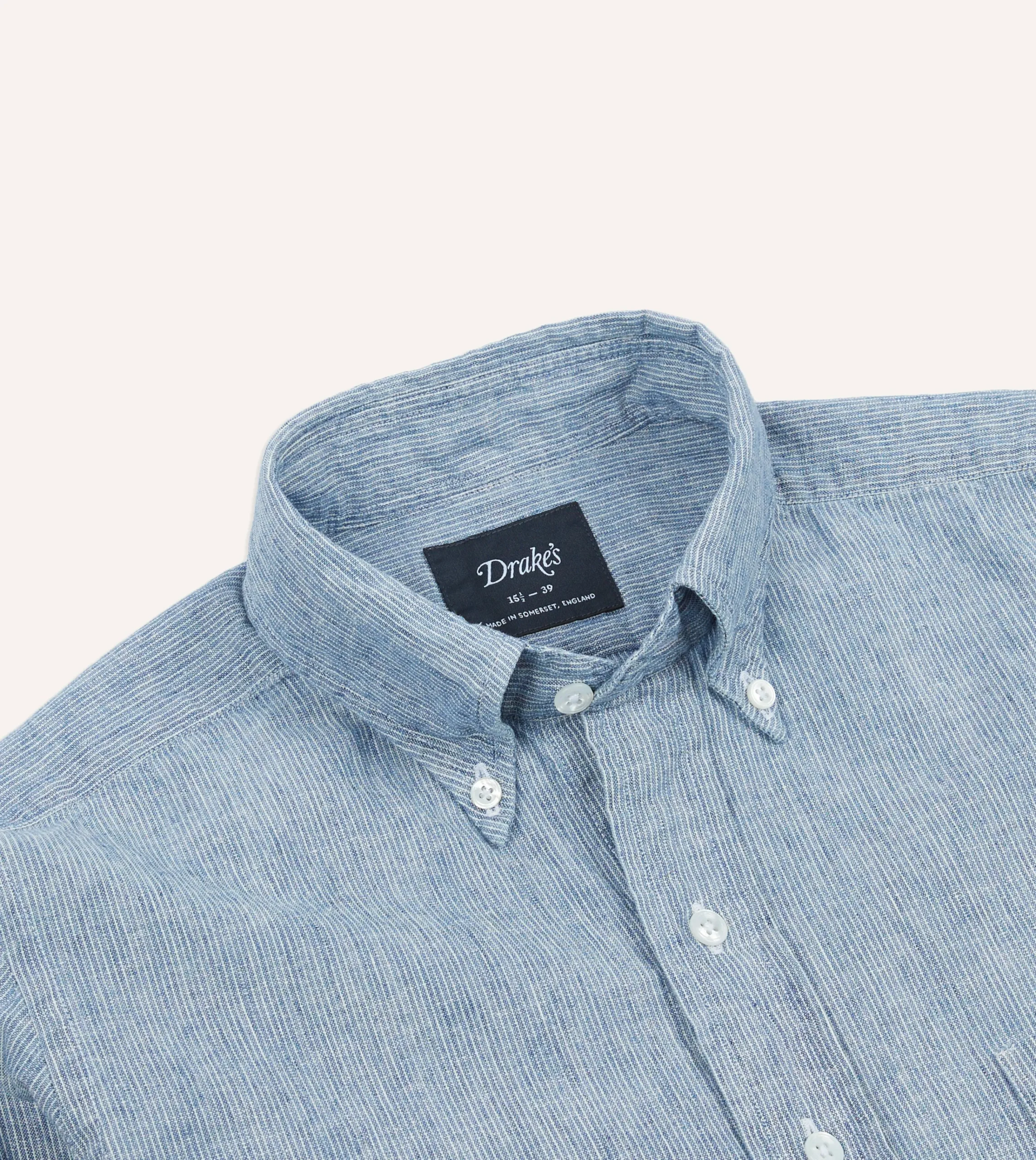 Drake’s Striped Denim Cotton Button-Down Shirt