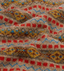 Drake’s Tan Fair Isle Lambswool Sleeveless V-Neck Jumper
