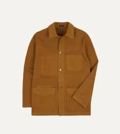 Drake’s Tobacco Cotton Duck Canvas Five-Pocket Chore Jacket