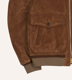 Drake’s Tobacco Heavyweight Suede A-2 Bomber Jacket