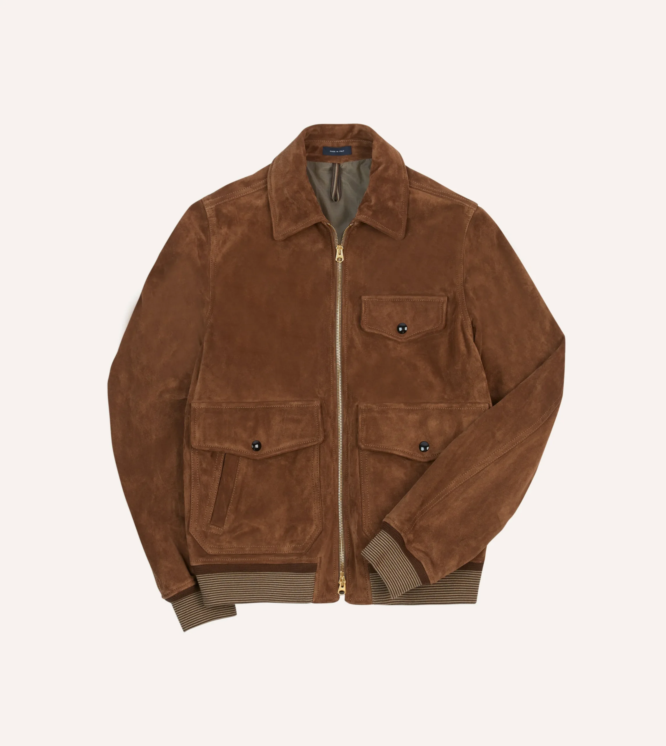 Drake’s Tobacco Heavyweight Suede A-2 Bomber Jacket