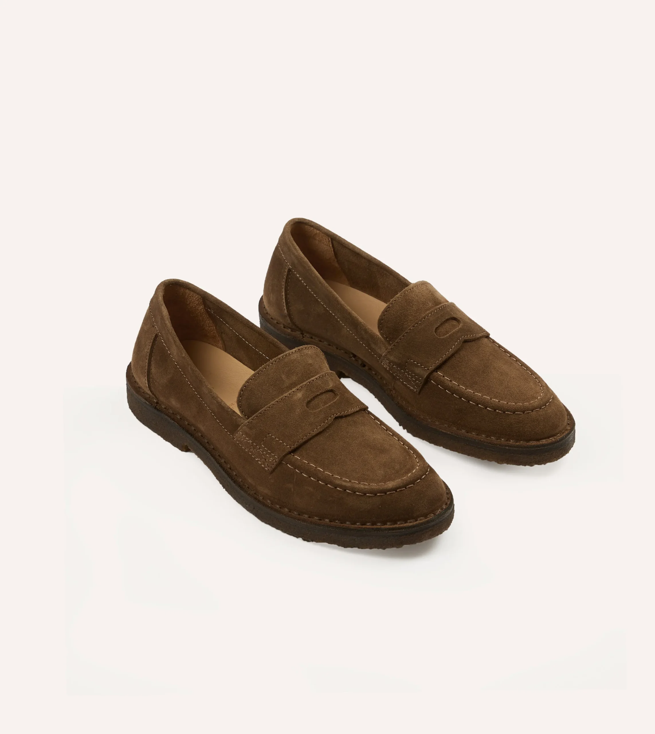 Drake’s Suede Canal Penny Loafer With Crepe Sole