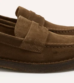 Drake’s Suede Canal Penny Loafer With Crepe Sole