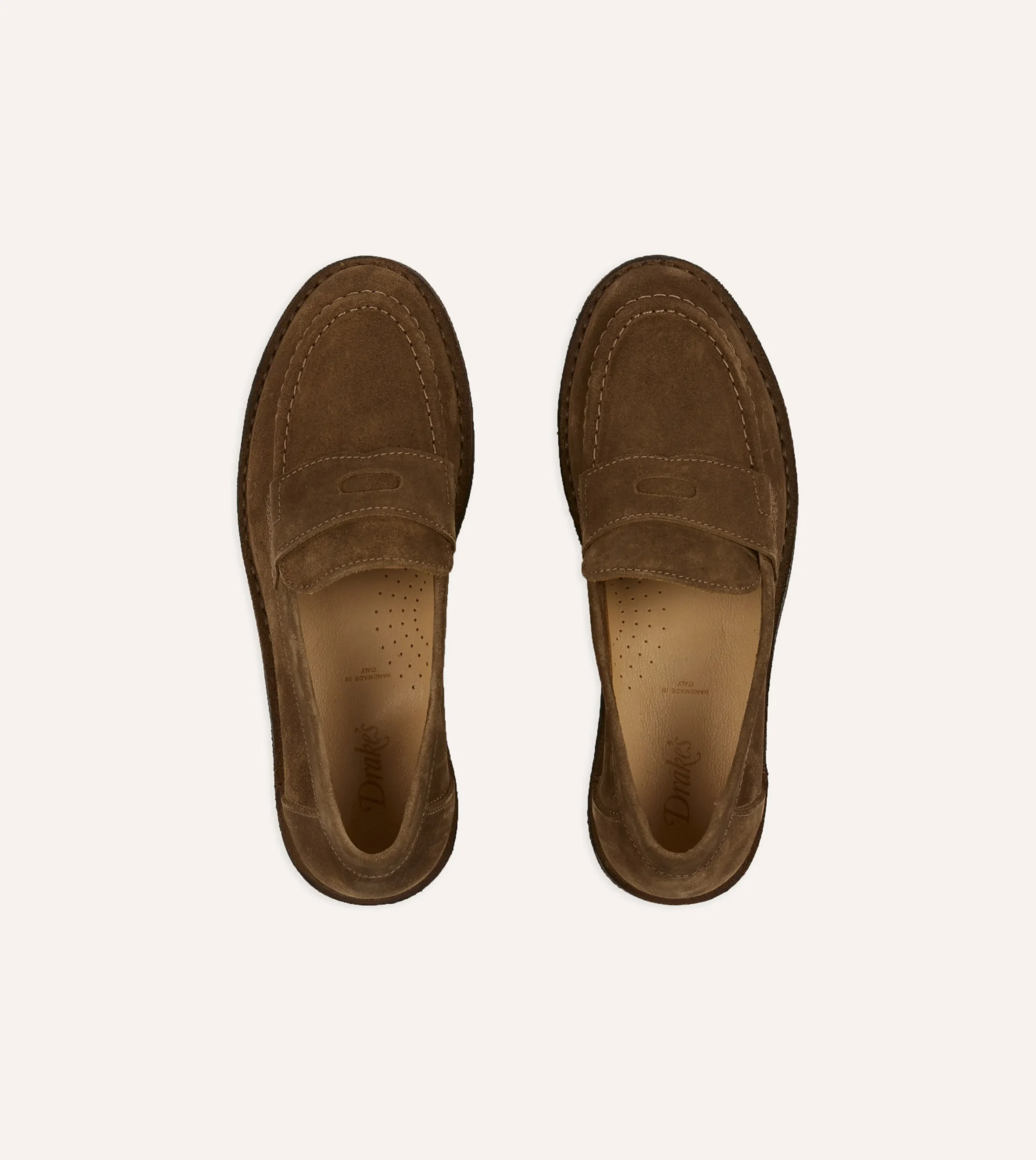 Drake’s Suede Canal Penny Loafer With Crepe Sole