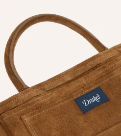 Drake’s Tobacco Suede Tote Bag
