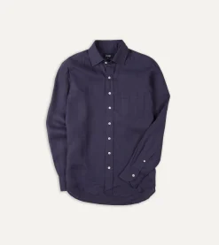 Drake’s Linen Spread Collar Shirt
