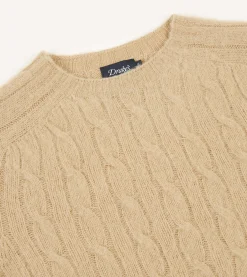 Drake’s Brushed Shetland Cable Knit Crew Neck Jumper
