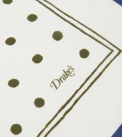Drake’s White And Green Polka Dot Print Bandana