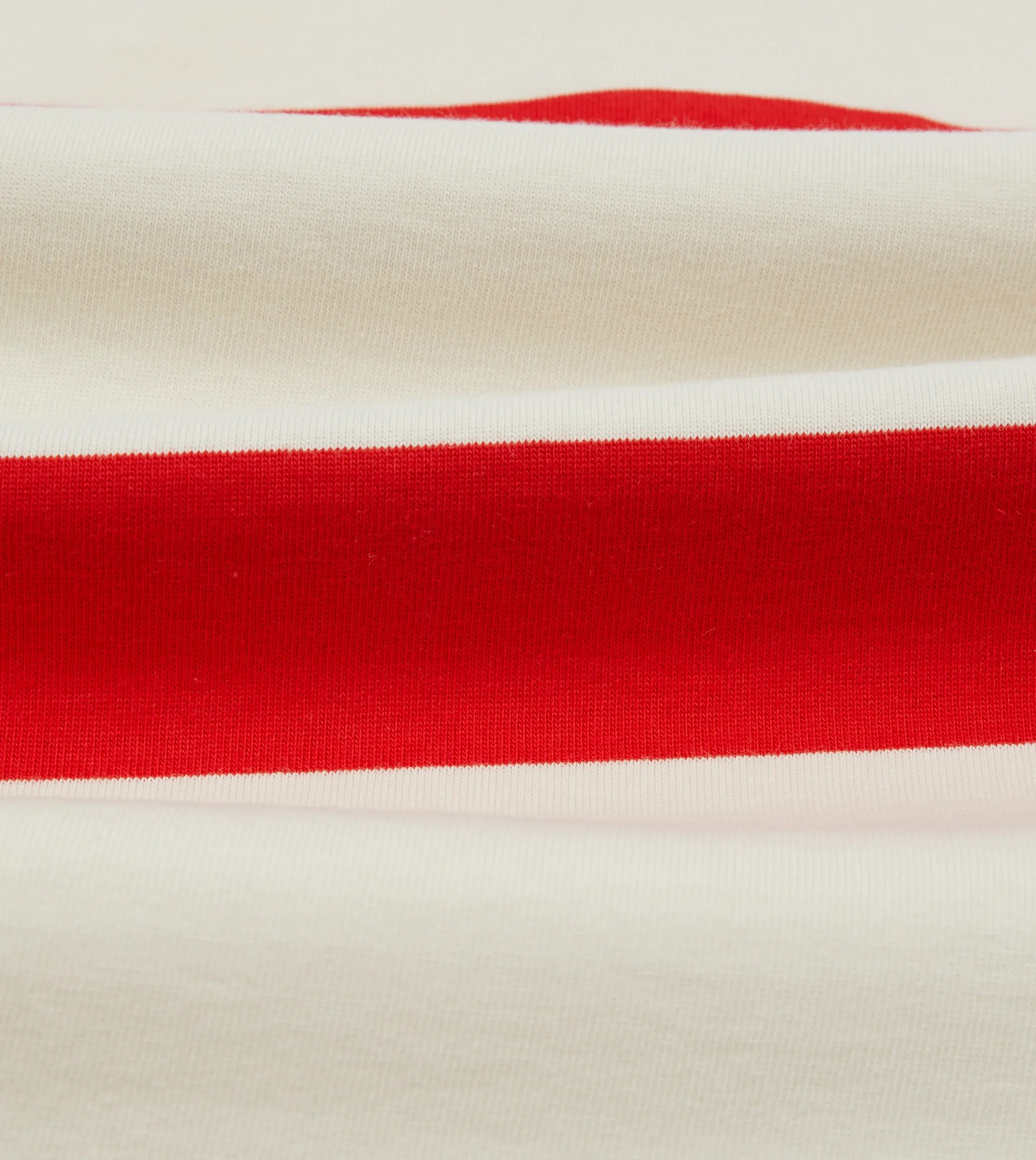 Drake’s White And Red Stripe Cotton Rugby Shirt