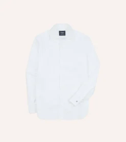 Drake’s White Cotton Bib Front Dinner Shirt