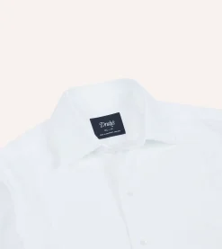 Drake’s White Cotton Bib Front Dinner Shirt