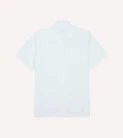 Drake’s White Cotton-Linen Seersucker Camp Collar Short Sleeve Shirt