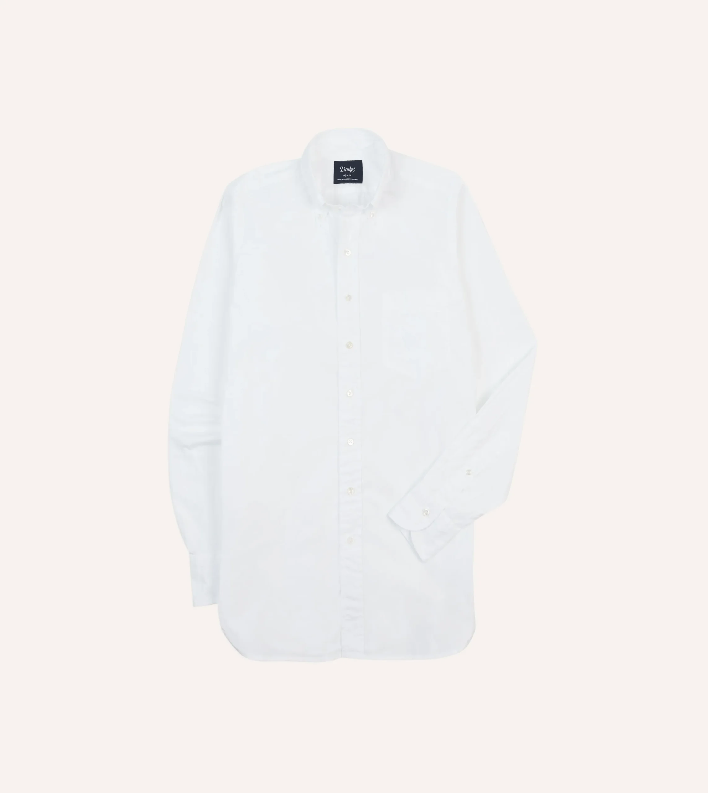 Drake’s White Cotton Pocket Poplin Button-Down Shirt