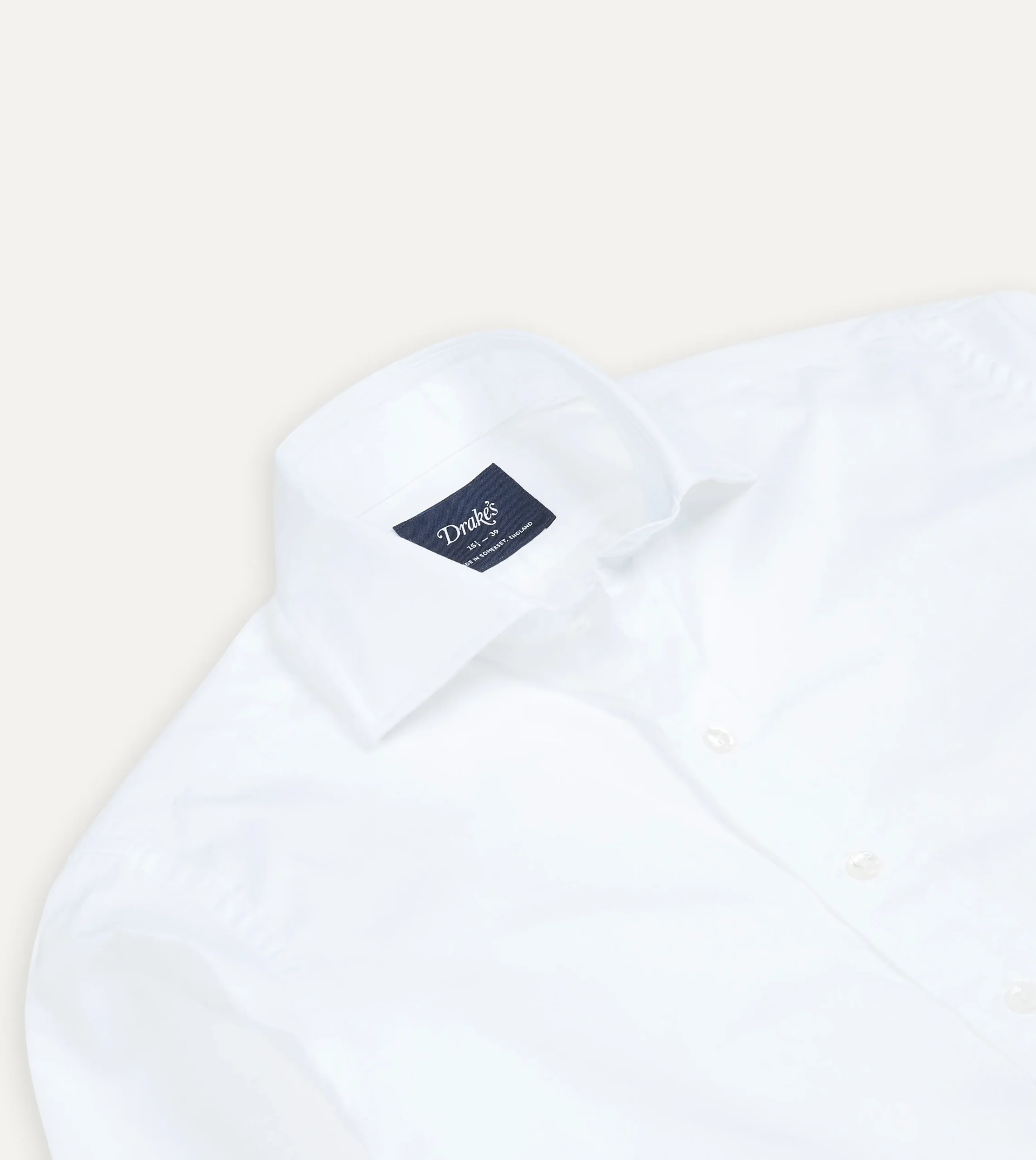 Drake’s White Cotton Spread Collar Poplin Shirt