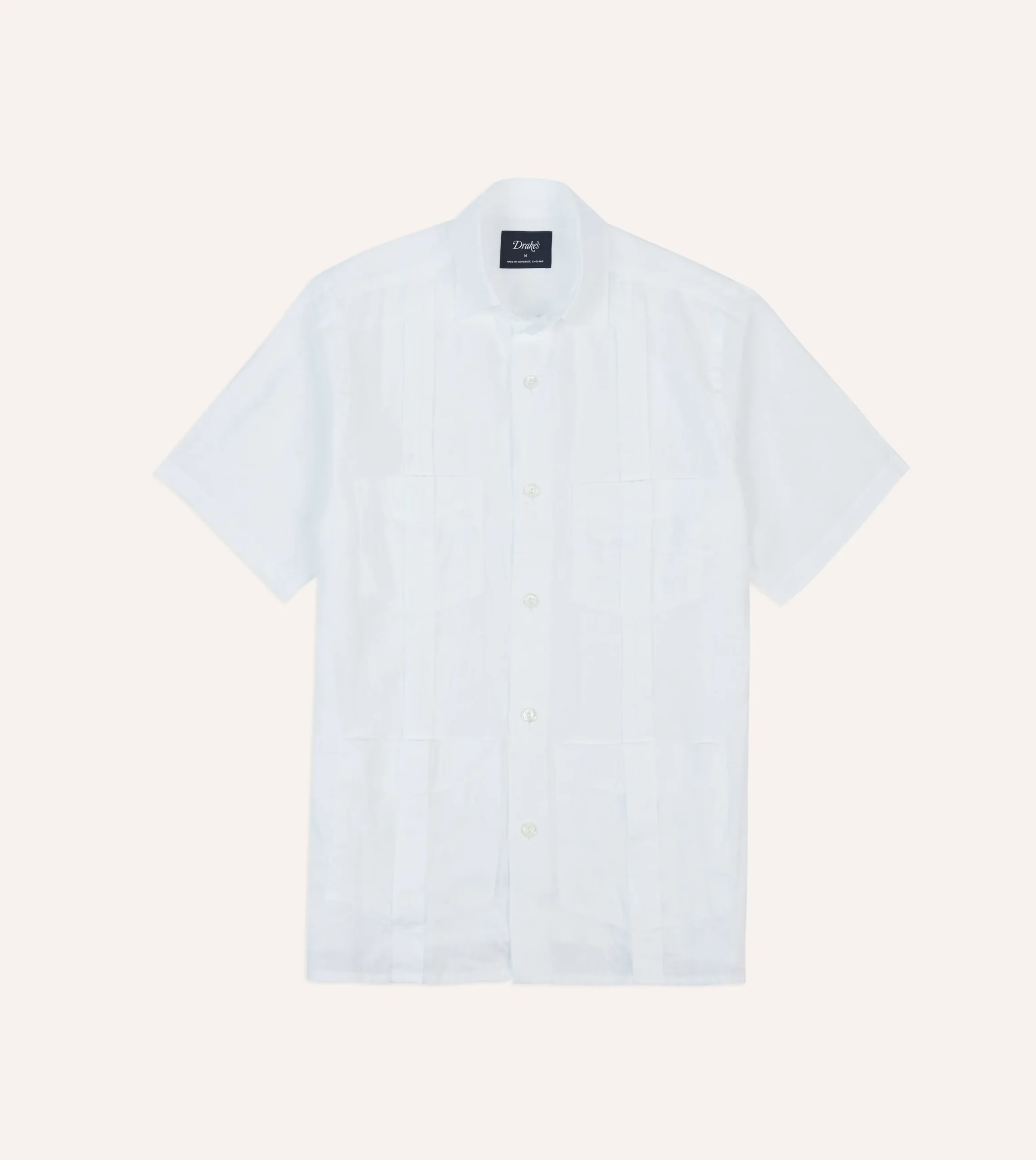 Drake’s White Linen Short Sleeve Cuban Shirt