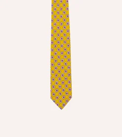 Drake’s Hexagon Tile Print Silk Self-Tipped Tie
