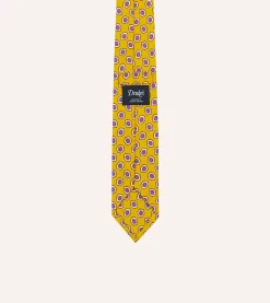 Drake’s Hexagon Tile Print Silk Self-Tipped Tie