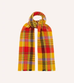 Drake’s Yellow Tartan Check Wool Scarf