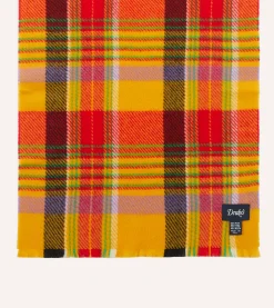Drake’s Yellow Tartan Check Wool Scarf