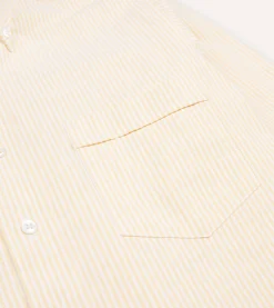 Drake’s Ticking Stripe Cotton Oxford Cloth Button-Down Shirt