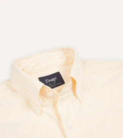 Drake’s Ticking Stripe Cotton Oxford Cloth Button-Down Shirt